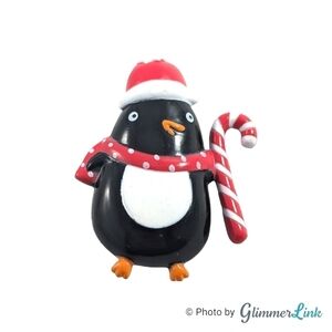 VTG Hallmark Cards Penguin Candy Cane Card Plastic Holiday Christmas Brooch Pin